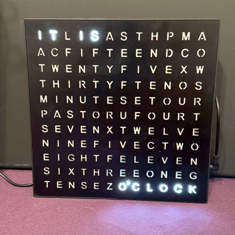 SHARPER IMAGE® LED Light-Up Word Clock, 7.75" Modern Design, Electronic Accent